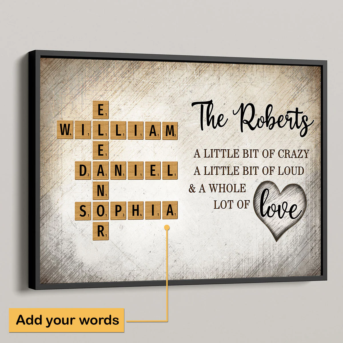 Family Whole Lot Of Love Crossword Puzzle Art - Personalized Poster - Unique & Meaningful Gift For Family
