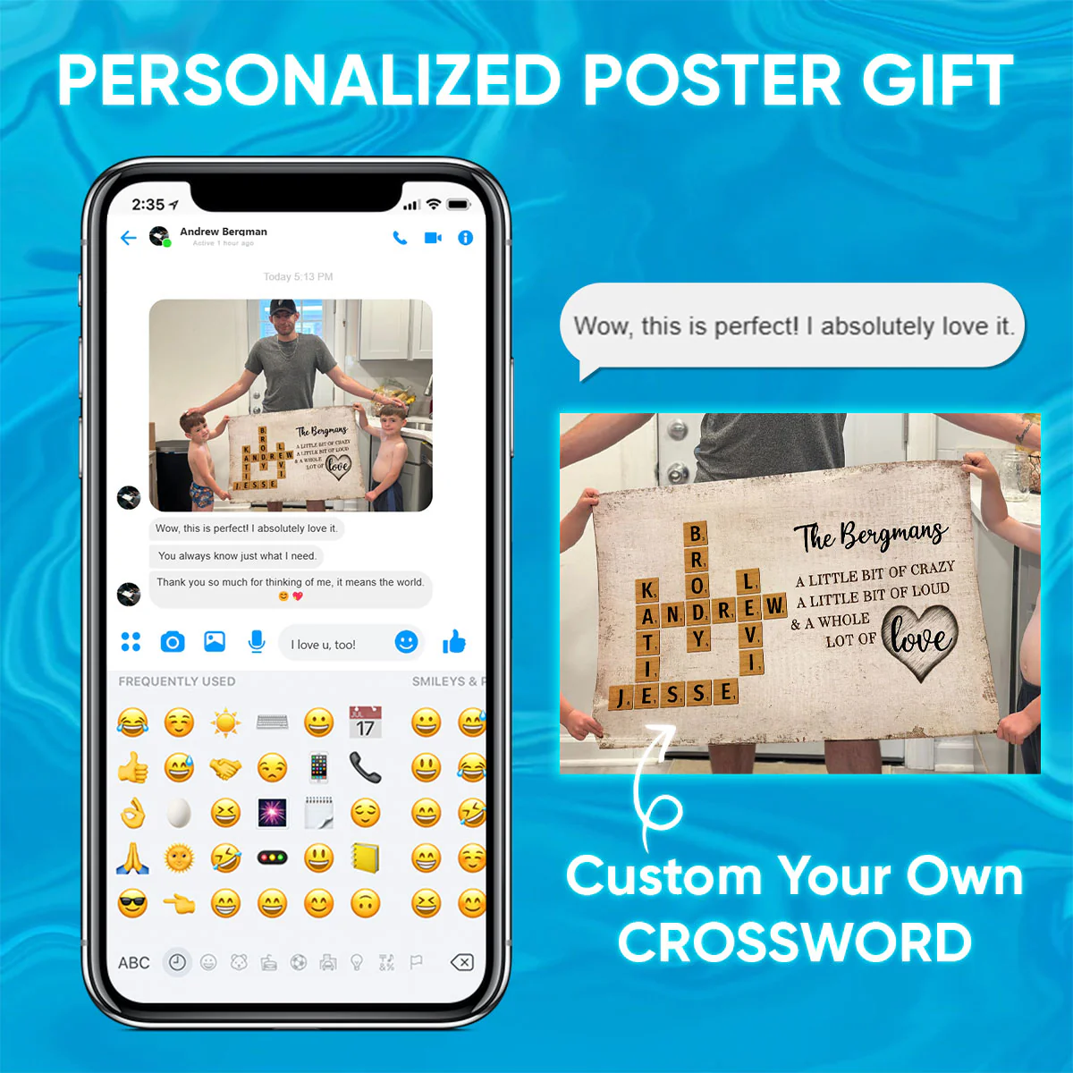 Family Whole Lot Of Love Crossword Puzzle Art - Personalized Poster - Unique & Meaningful Gift For Family - Image 9