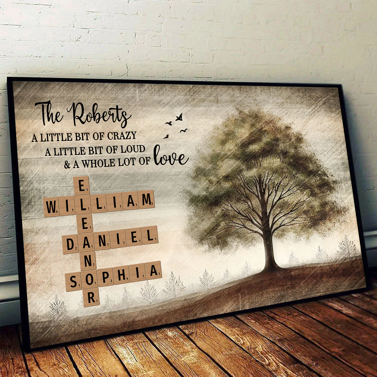 Family Whole Lot Of Love Family Tree Crossword Puzzle Art Personalized Poster, Gift For Husband, Wife, Dad, Mom - Image 2