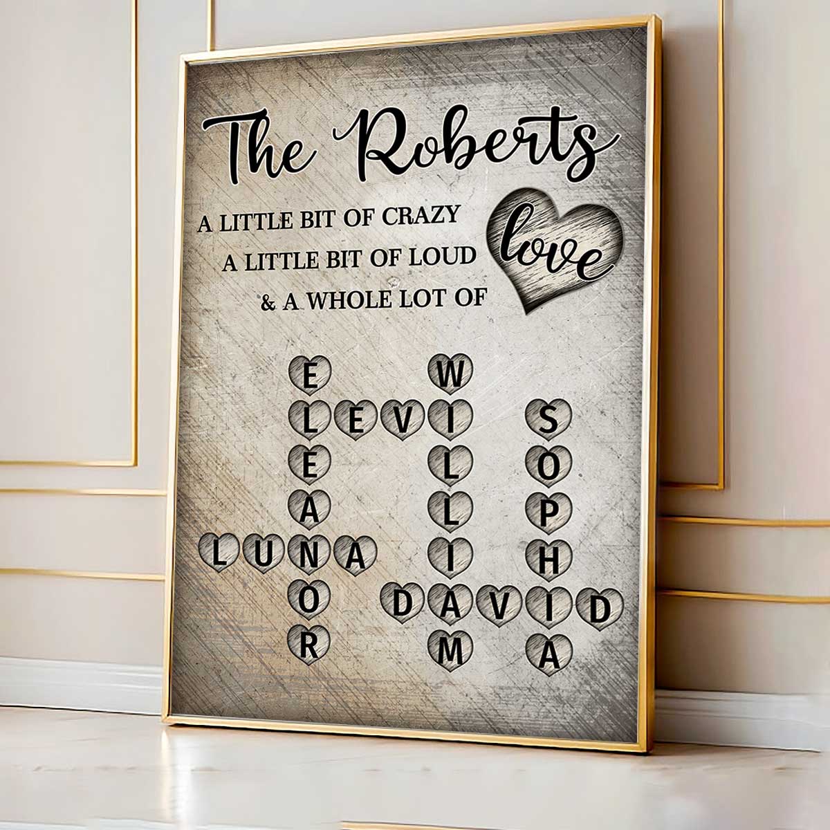 Family Whole Lot Of Love Heart Crossword Art Puzzle Create A Moment Treasured Forever Personalized Poster - Image 2