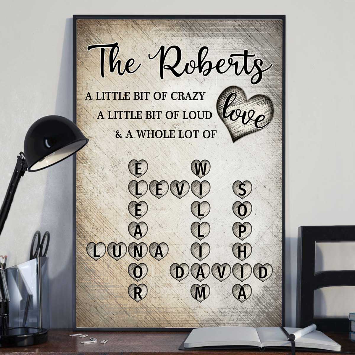 Family Whole Lot Of Love Heart Crossword Art Puzzle Create A Moment Treasured Forever Personalized Poster - Image 3