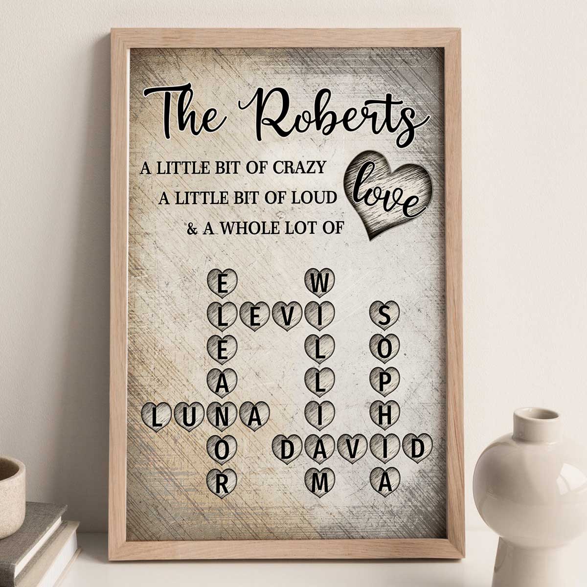 Family Whole Lot Of Love Heart Crossword Art Puzzle Create A Moment Treasured Forever Personalized Poster - Image 5