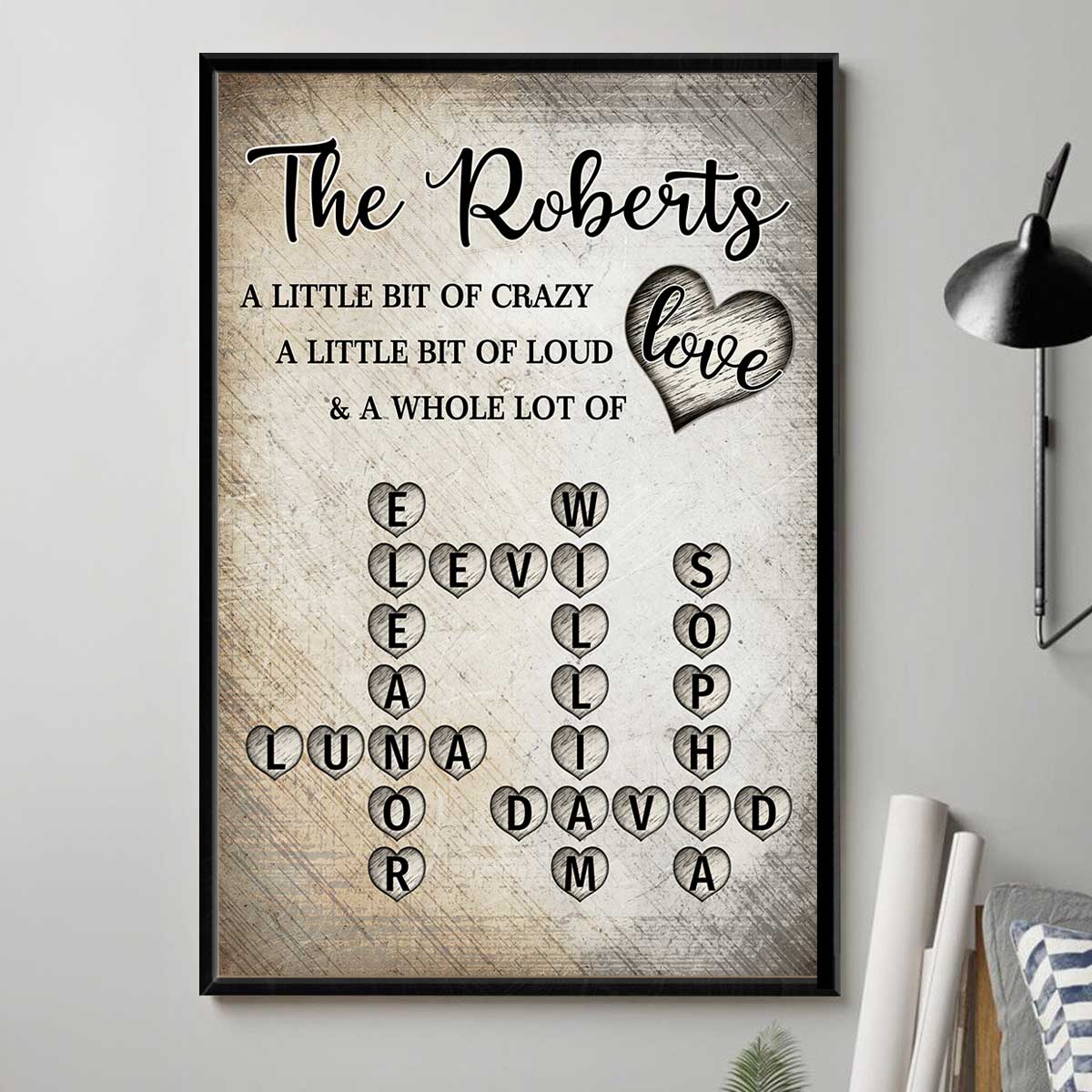 Family Whole Lot Of Love Heart Crossword Art Puzzle Create A Moment Treasured Forever Personalized Poster - Image 6