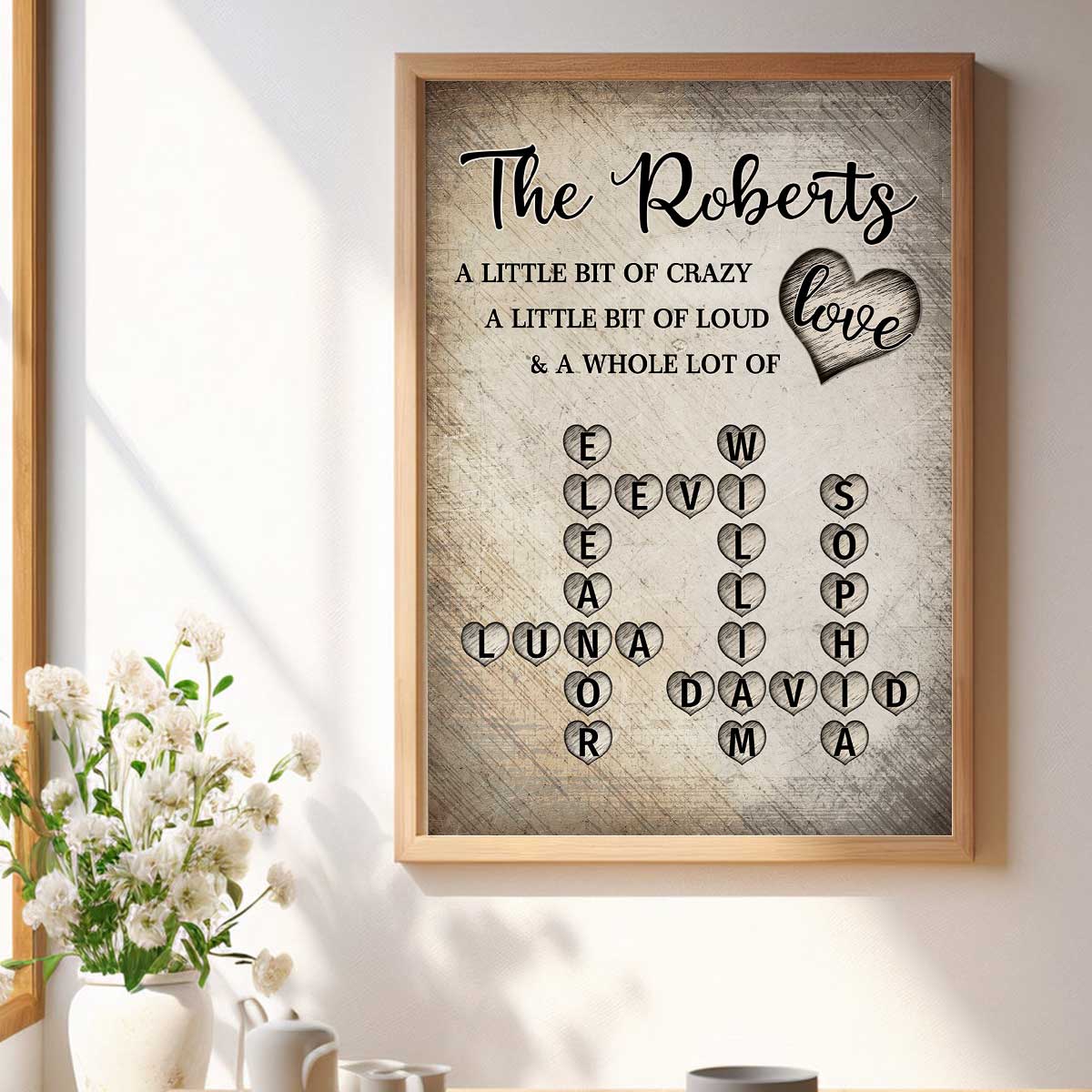 Family Whole Lot Of Love Heart Crossword Art Puzzle Create A Moment Treasured Forever Personalized Poster - Image 7