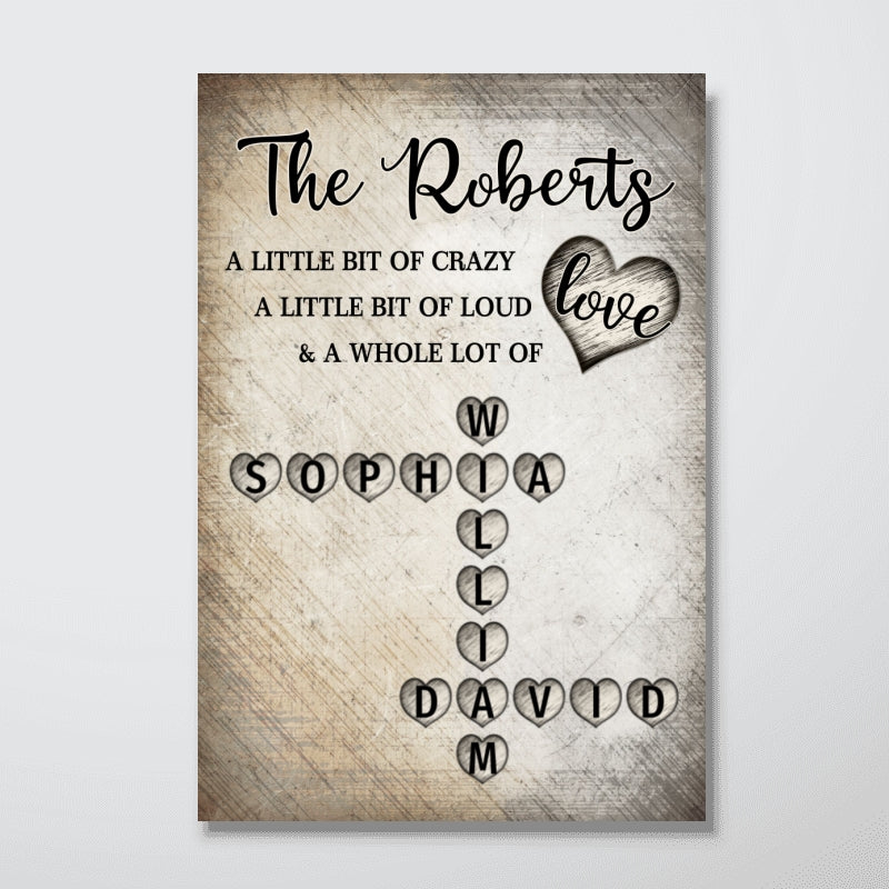 Family Whole Lot Of Love Heart Crossword Art Puzzle Create A Moment Treasured Forever Personalized Poster - Image 9