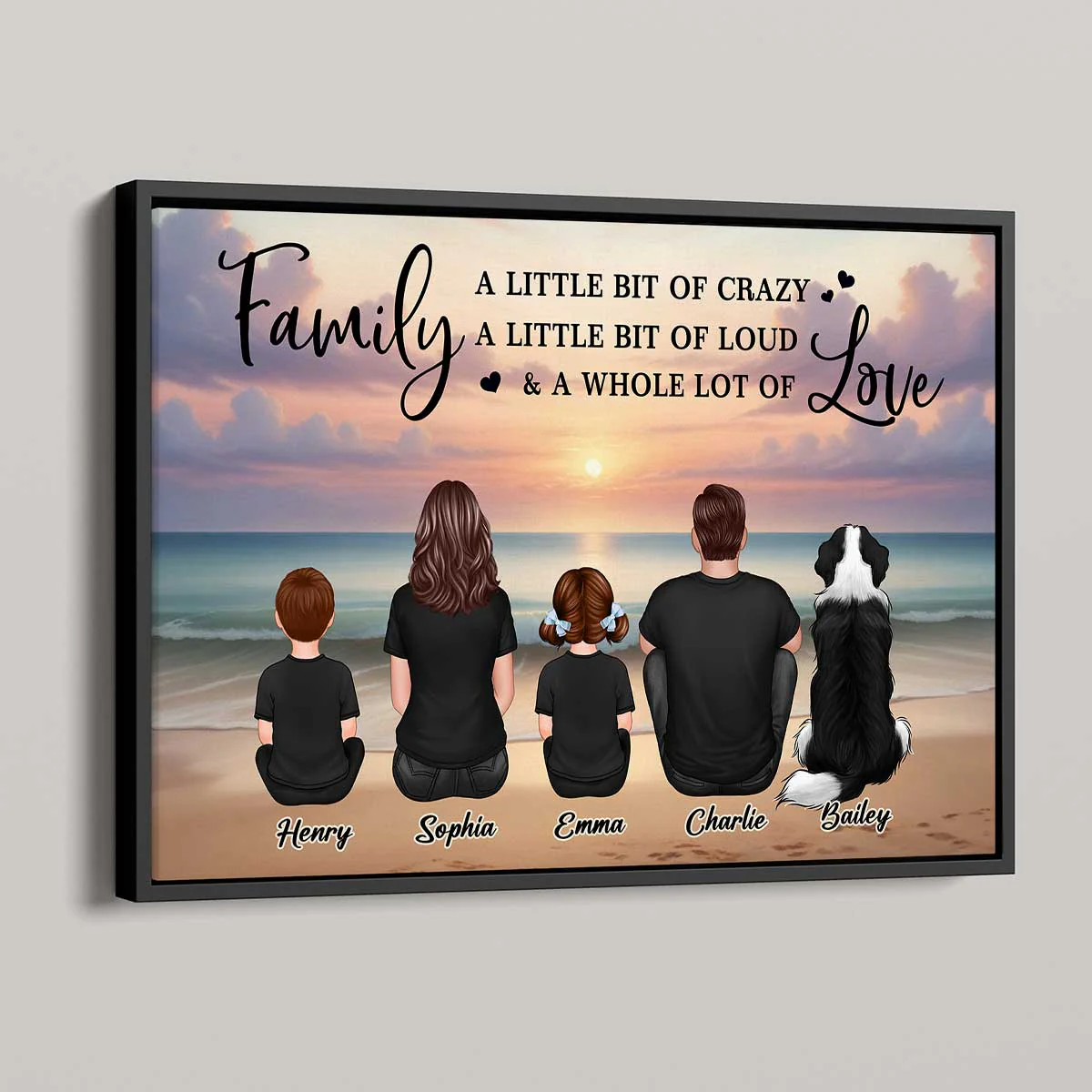 Family Whole Lot Of Love Realistic Beach Landscape – Treasured Forever Personalized Poster - Image 2