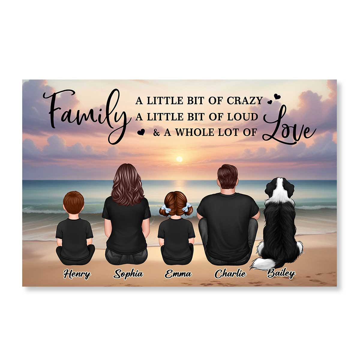 Family Whole Lot Of Love Realistic Beach Landscape – Treasured Forever Personalized Poster - Image 3
