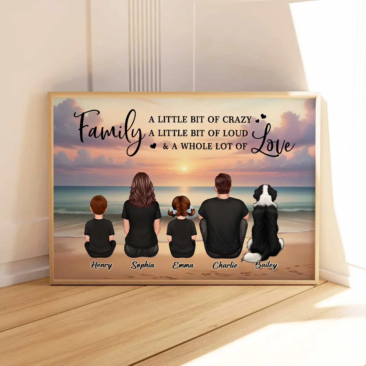 Family Whole Lot Of Love Realistic Beach Landscape – Treasured Forever Personalized Poster - Image 5