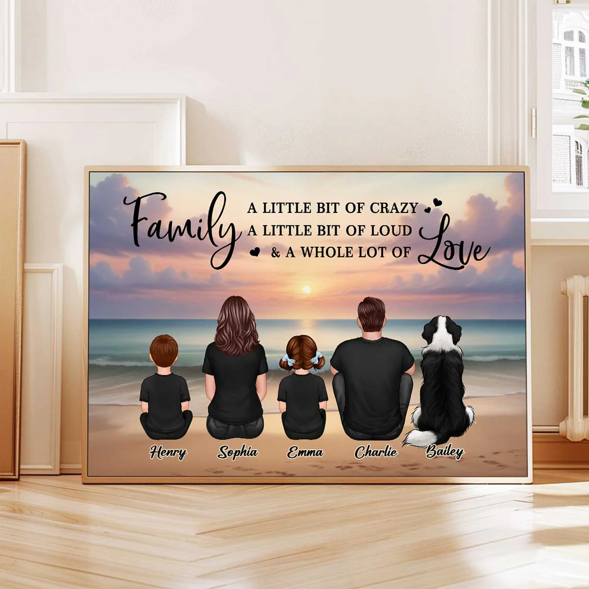 Family Whole Lot Of Love Realistic Beach Landscape – Treasured Forever Personalized Poster - Image 6
