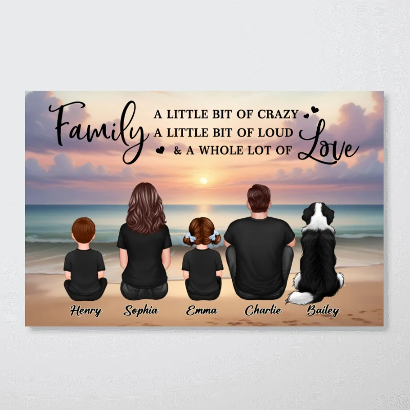 Family Whole Lot Of Love Realistic Beach Landscape – Treasured Forever Personalized Poster - Image 9