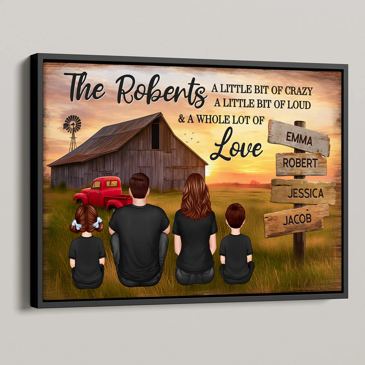 Family Wood Sign Sunset Farmhouse Personalized Poster, Father's Day gift for Dad, Husband, Grandpa - Image 3