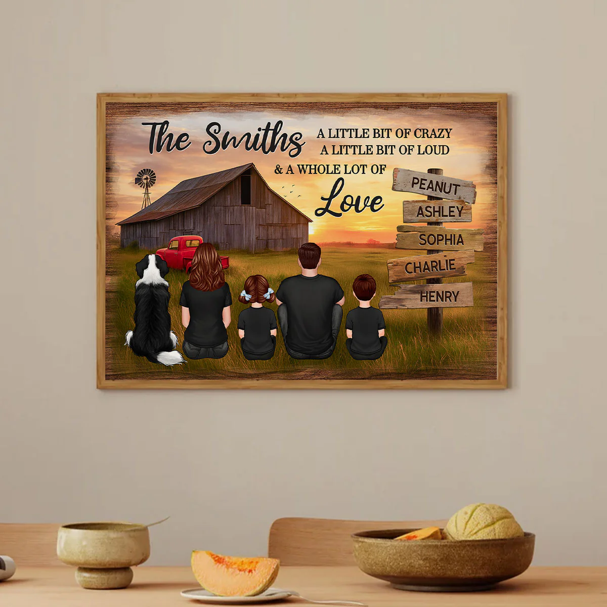 Family Wood Sign Sunset Farmhouse Personalized Poster, Father's Day gift for Dad, Husband, Grandpa - Image 5