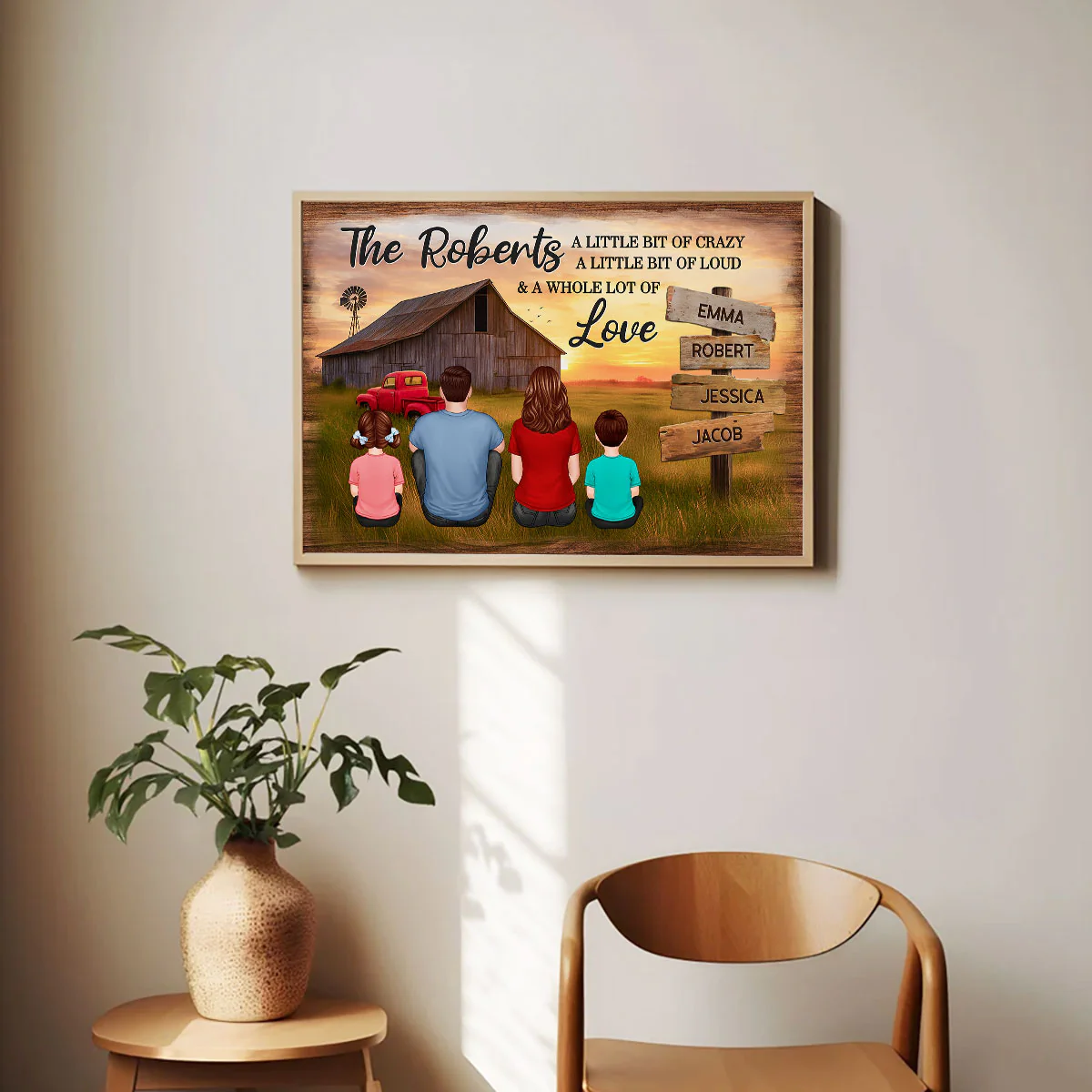 Family Wood Sign Sunset Farmhouse Personalized Poster, Father's Day gift for Dad, Husband, Grandpa - Image 6