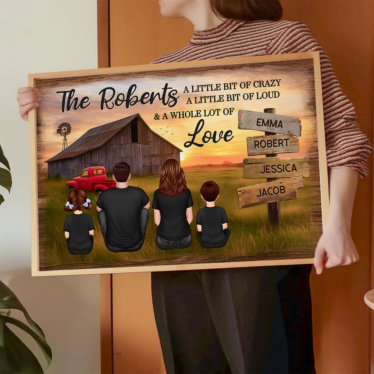 Family Wood Sign Sunset Farmhouse Personalized Poster, Father's Day gift for Dad, Husband, Grandpa - Image 7