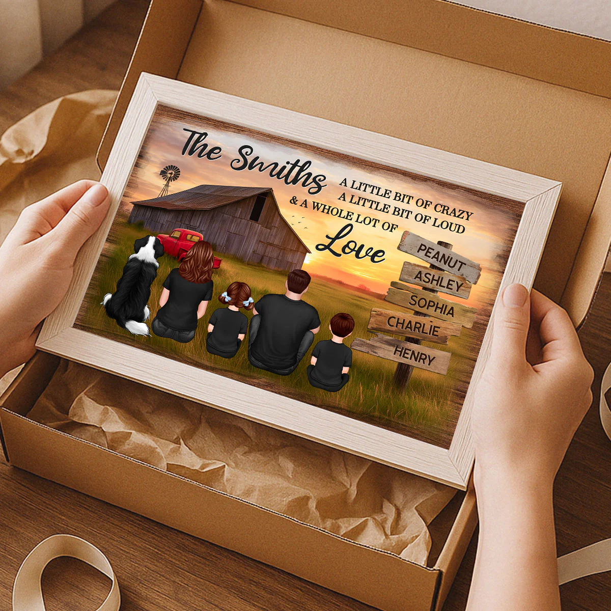 Family Wood Sign Sunset Farmhouse Personalized Poster, Father's Day gift for Dad, Husband, Grandpa - Image 9