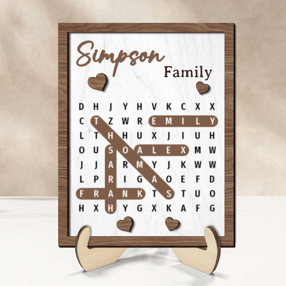 Family Word Search Puzzle Sign - Personalized 2-Layered Wooden Plaque - Gift for Mom, Dad, Grandparents - Image 10