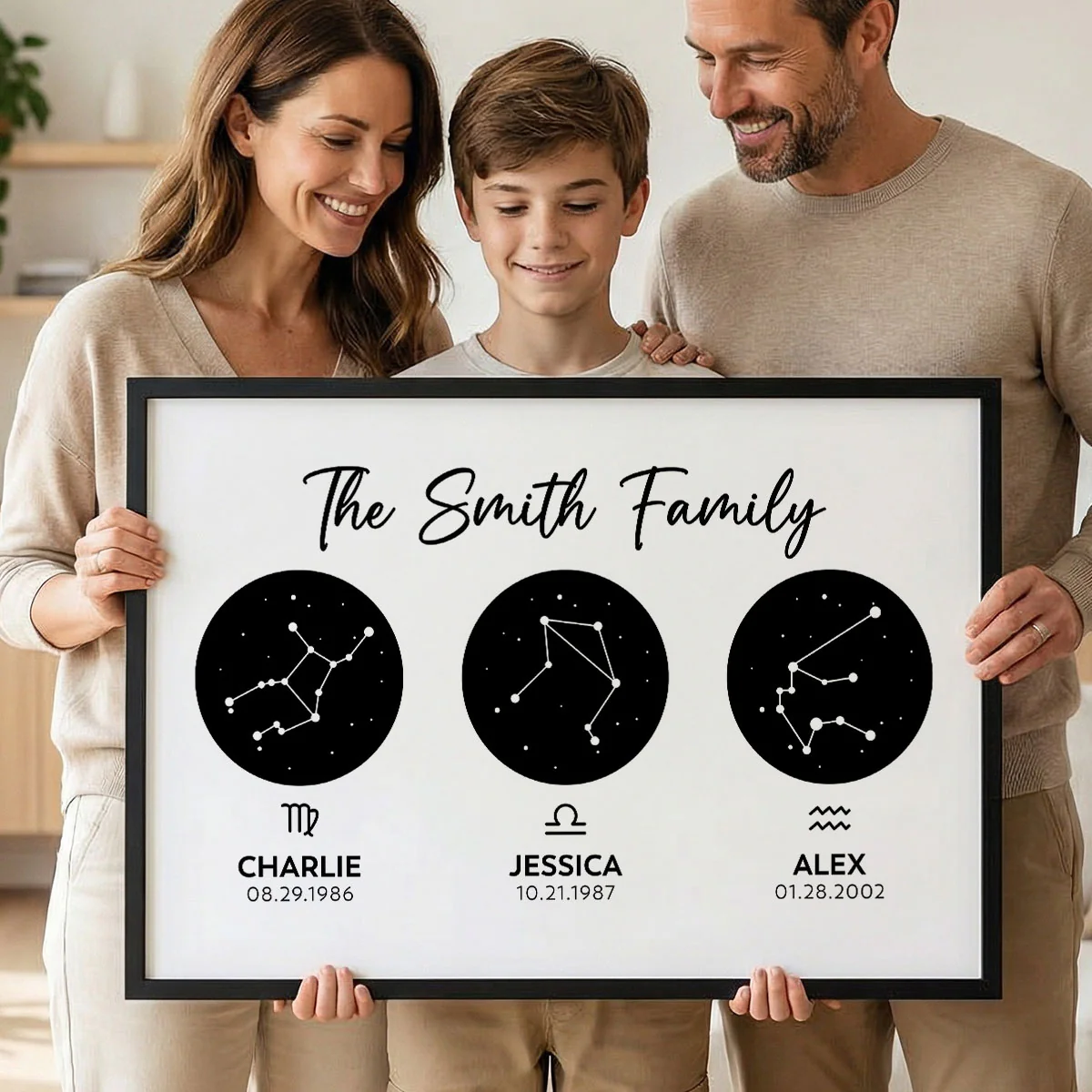 Family Zodiac Constellation Astrology Star Sign Art - Personalized Poster - Gift For Mom, Dad - Image 7