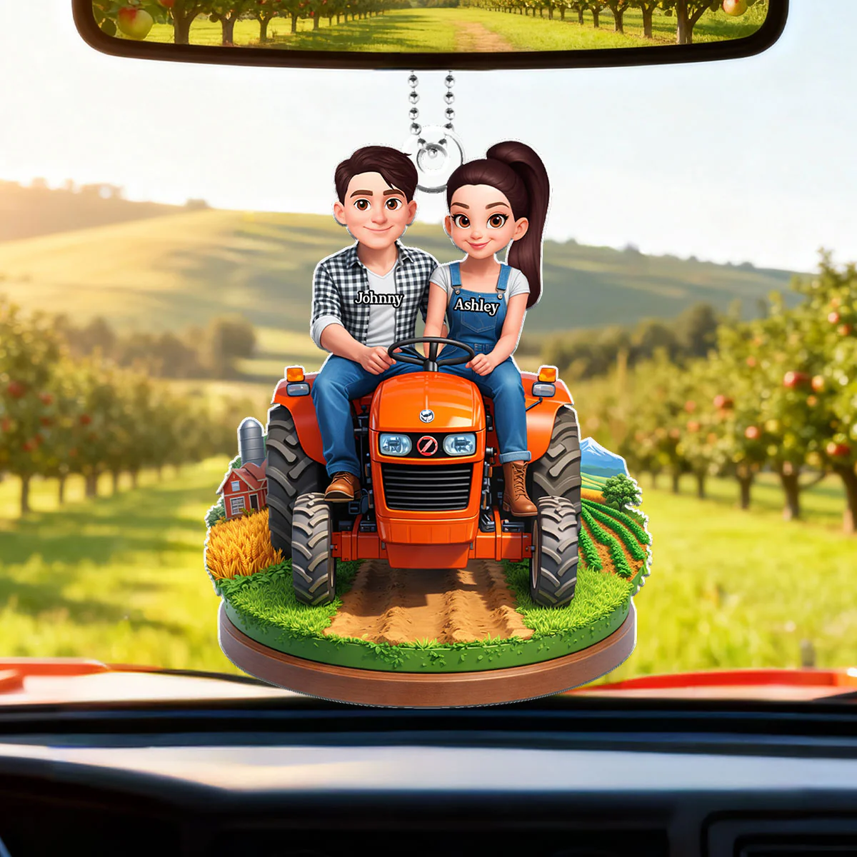 Farmer Couple - Personalized Car Hanger - Gift for Couple