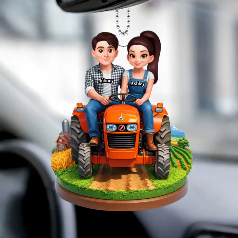 Farmer Couple - Personalized Car Hanger - Gift for Couple - Image 10