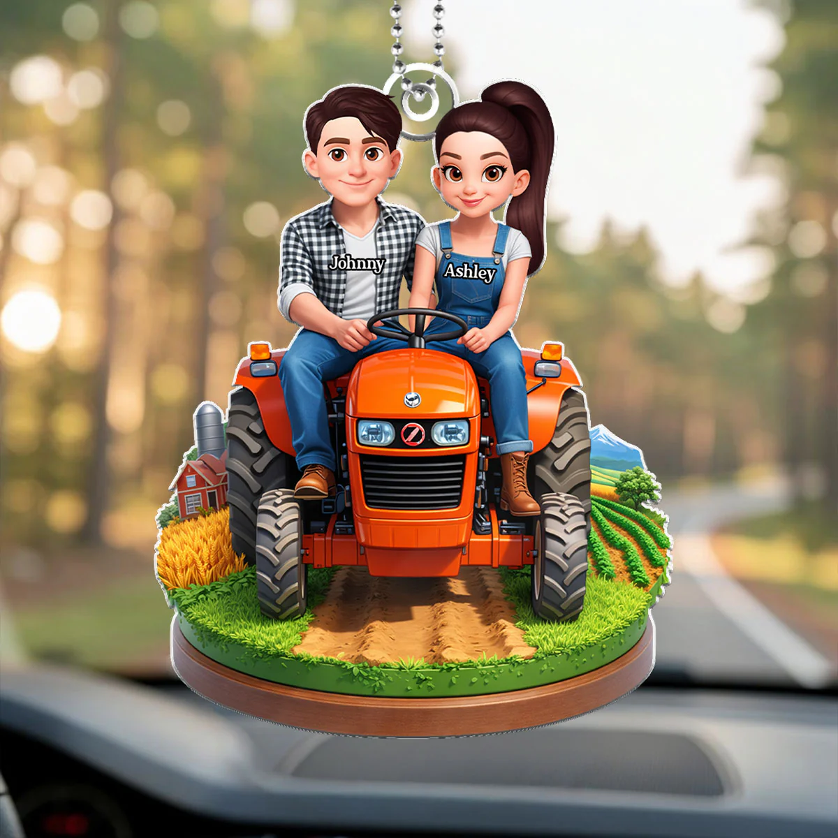 Farmer Couple - Personalized Car Hanger - Gift for Couple - Image 7