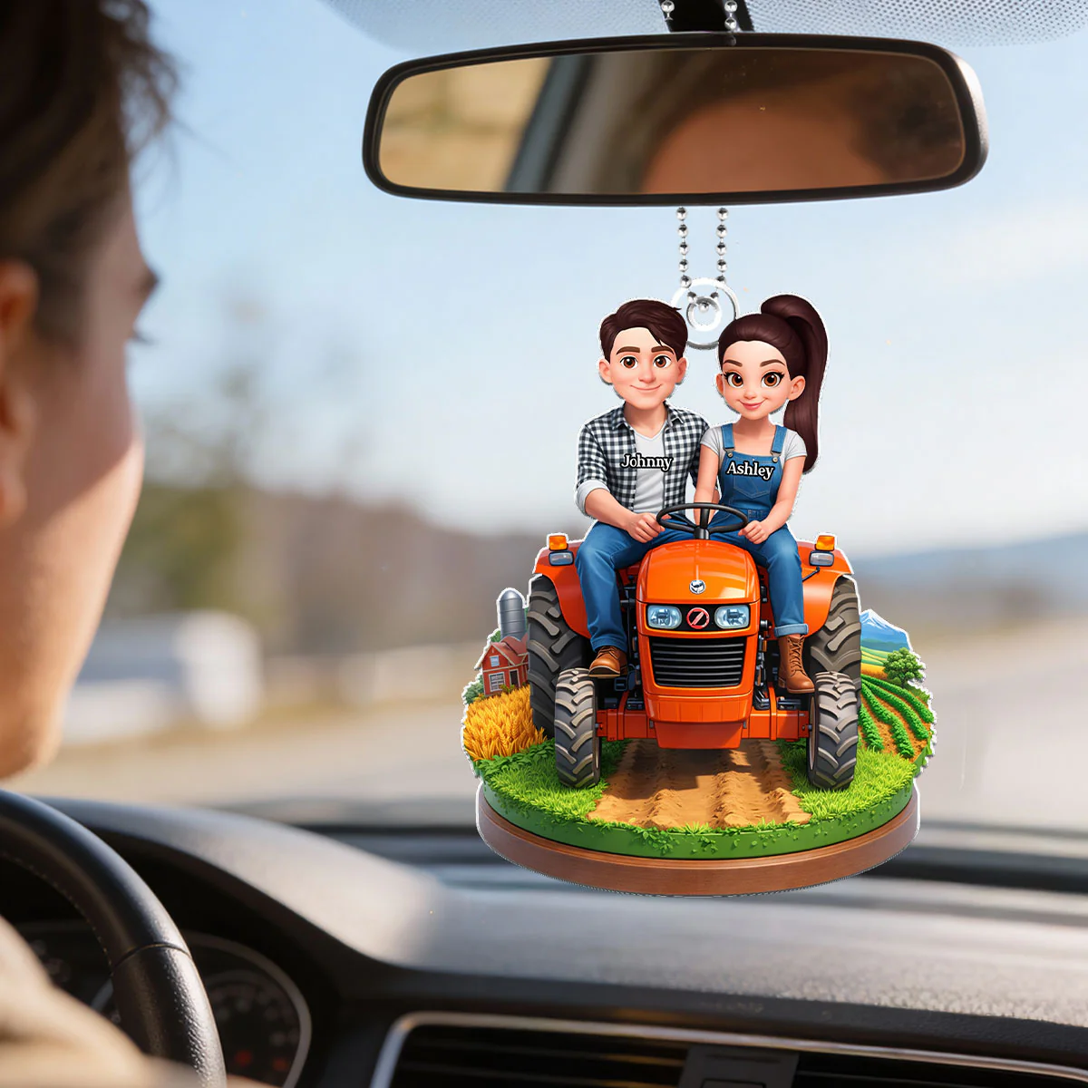 Farmer Couple - Personalized Car Hanger - Gift for Couple - Image 8