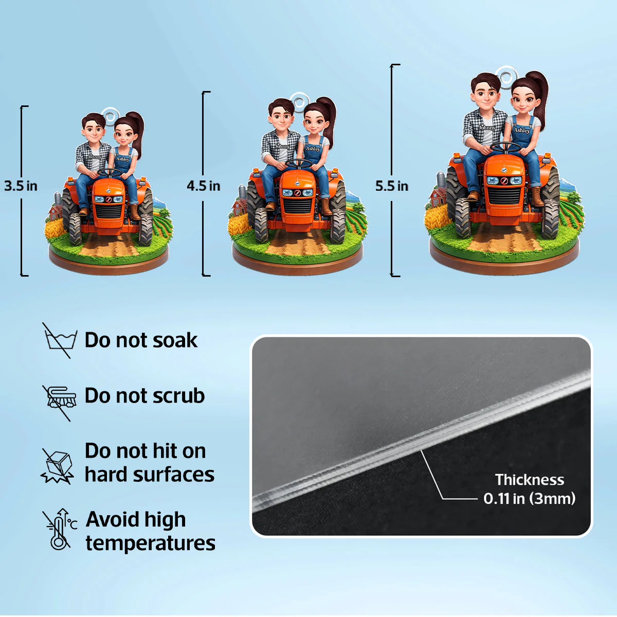 Farmer Couple - Personalized Car Hanger - Gift for Couple - Image 9