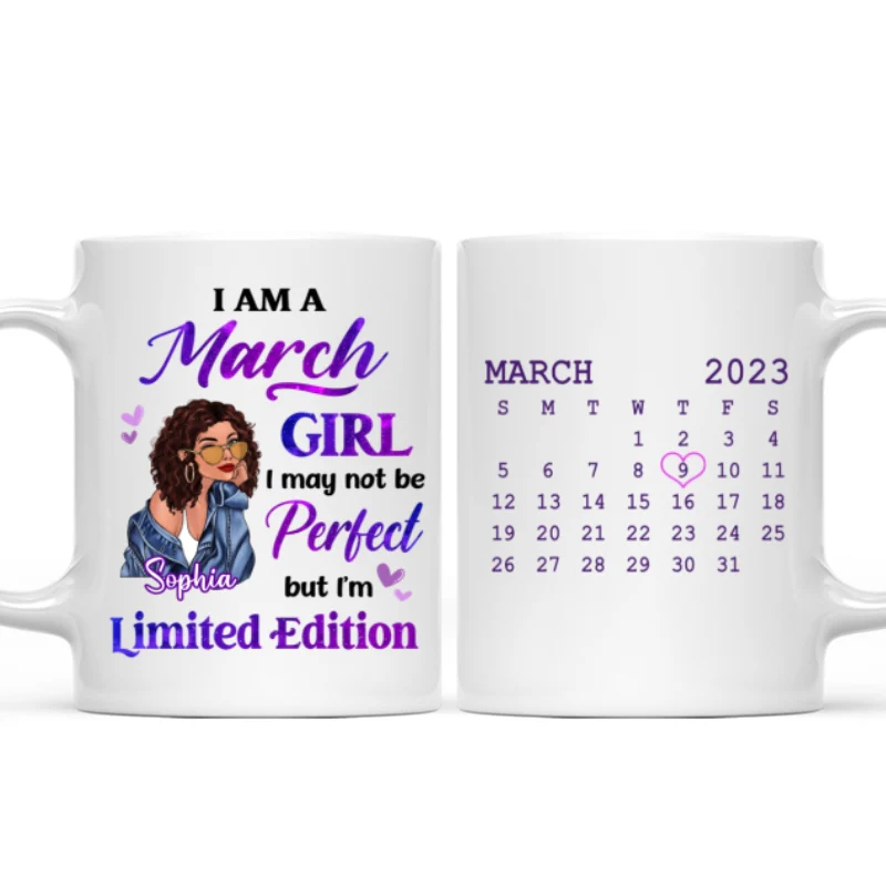 Fashion Girl Limited Edition Birthday Gift Calendar Date Personalized Mug - Image 3