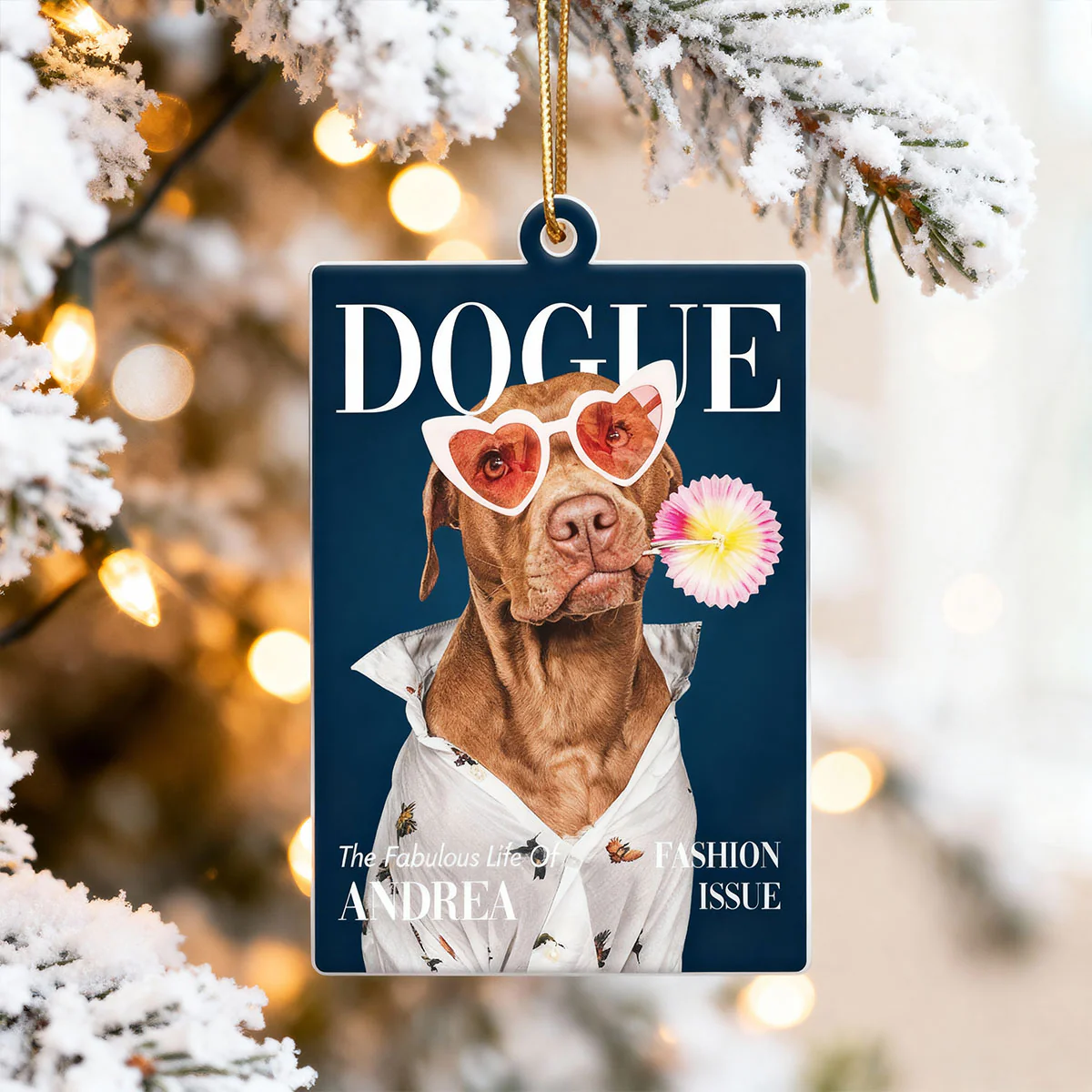 Fashionable Dogue Magazine - Personalized Acrylic Ornament - Unique Christmas Gift for Dog Mom, Dog Dad, Dog Lovers - Image 4