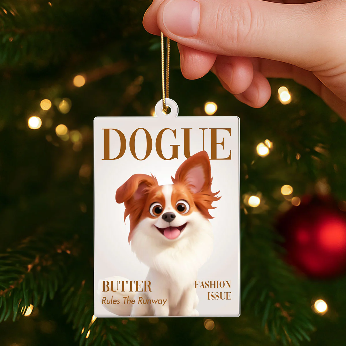Fashionable Dogue Magazine - Personalized Acrylic Ornament - Unique Christmas Gift for Dog Mom, Dog Dad, Dog Lovers - Image 5