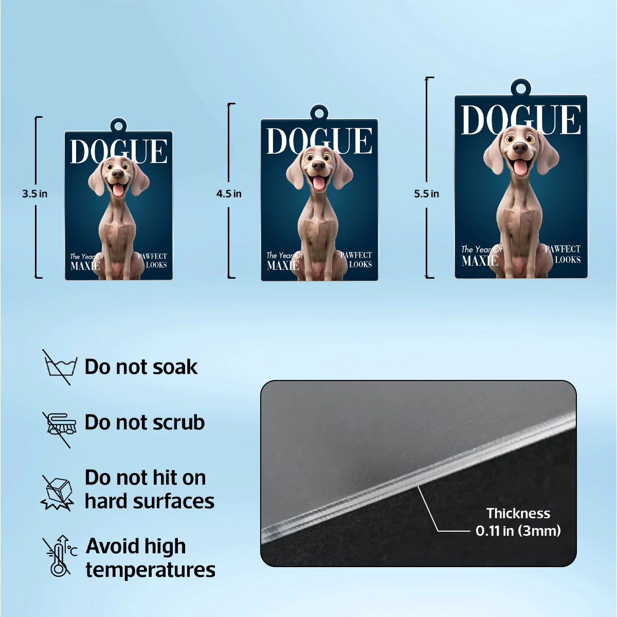 Fashionable Dogue Magazine - Personalized Acrylic Ornament - Unique Christmas Gift for Dog Mom, Dog Dad, Dog Lovers - Image 8