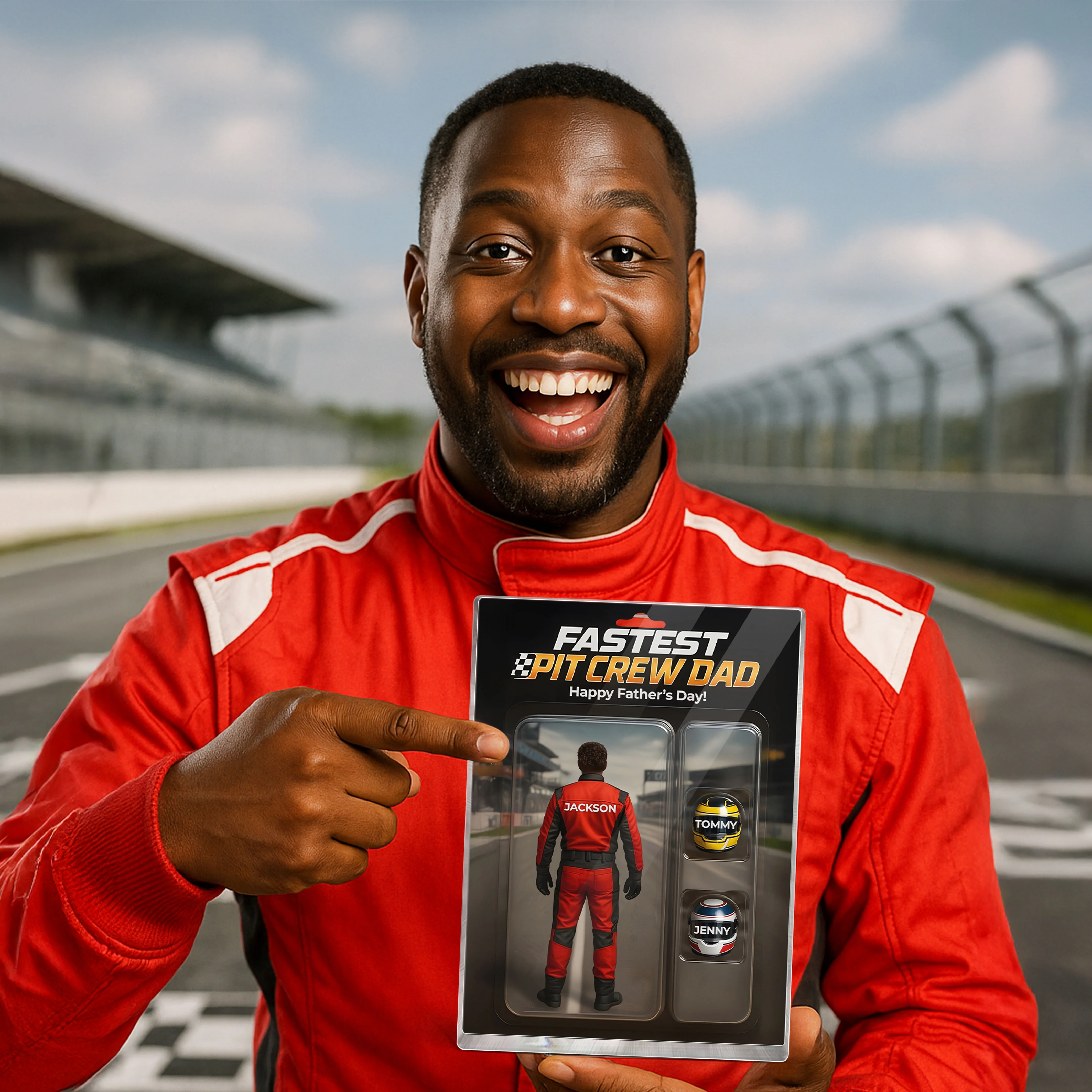 Fastest Pit Crew Dad With Kids' Names Custom Figure Personalized Acrylic Block Plaque, Unique Gift For Him, For Motorsport Lover, Racing Dad - Image 4