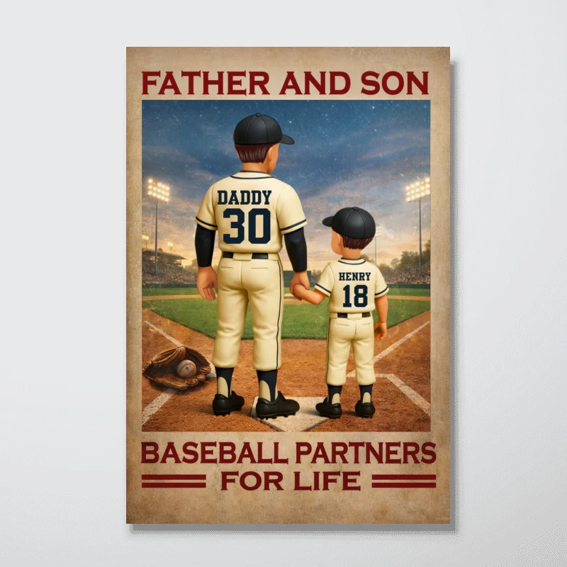 Father And Son Baseball Partners For Life - Personalized Poster - Gift For Baseball Dad - Image 10