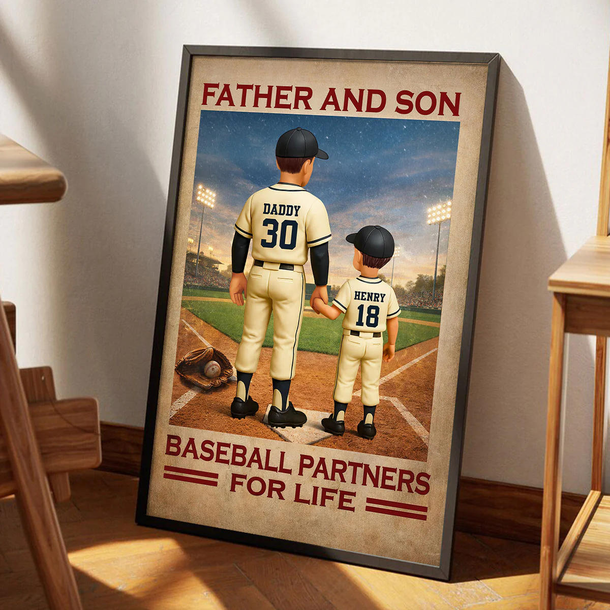 Father And Son Baseball Partners For Life - Personalized Poster - Gift For Baseball Dad - Image 6
