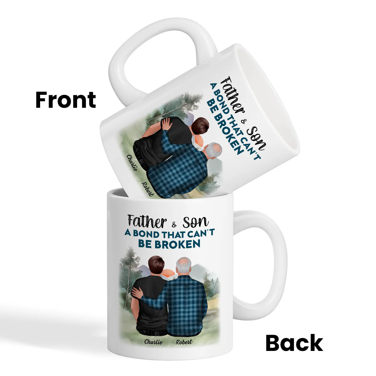 Father And Son Daughter, A Bond That Can't Be Broken Personalized Mug, Father's Day Gift For Dad, For Husband, For Him - Image 4