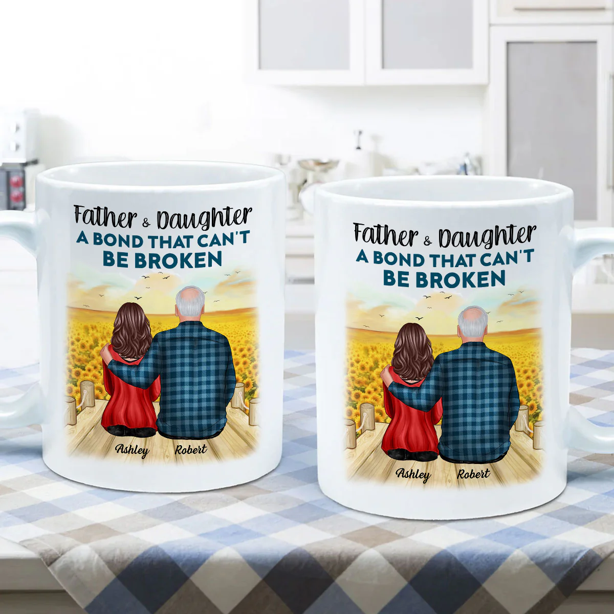Father And Son Daughter, A Bond That Can't Be Broken Personalized Mug, Father's Day Gift For Dad, For Husband, For Him - Image 5