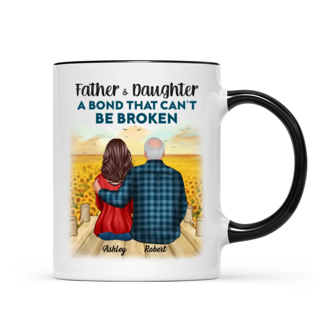 Father And Son Daughter, A Bond That Can't Be Broken Personalized Mug, Father's Day Gift For Dad, For Husband, For Him - Image 7