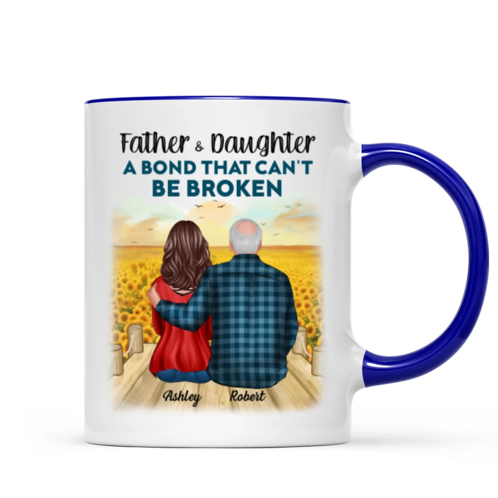 Father And Son Daughter, A Bond That Can't Be Broken Personalized Mug, Father's Day Gift For Dad, For Husband, For Him - Image 8