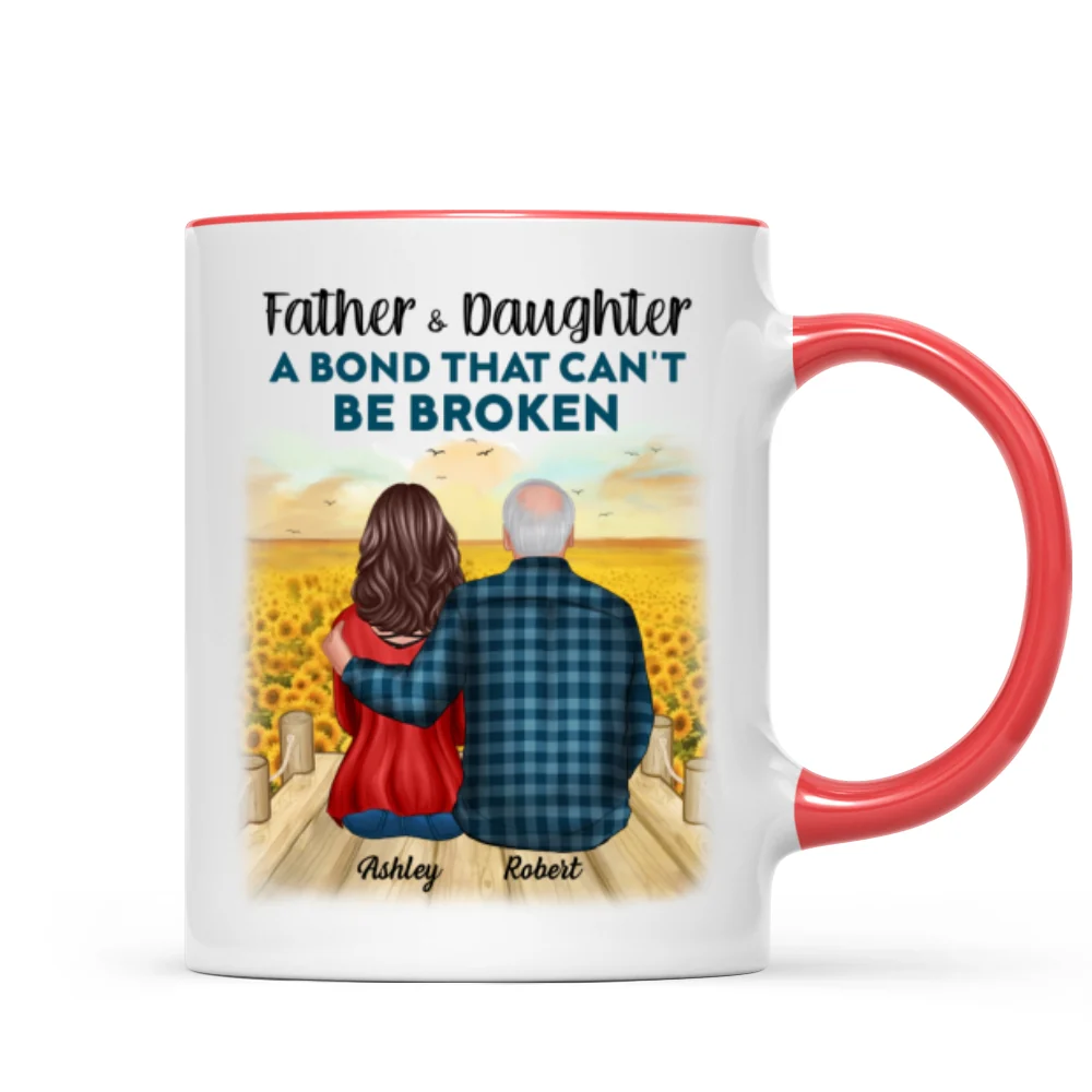 Father And Son Daughter, A Bond That Can't Be Broken Personalized Mug, Father's Day Gift For Dad, For Husband, For Him - Image 9