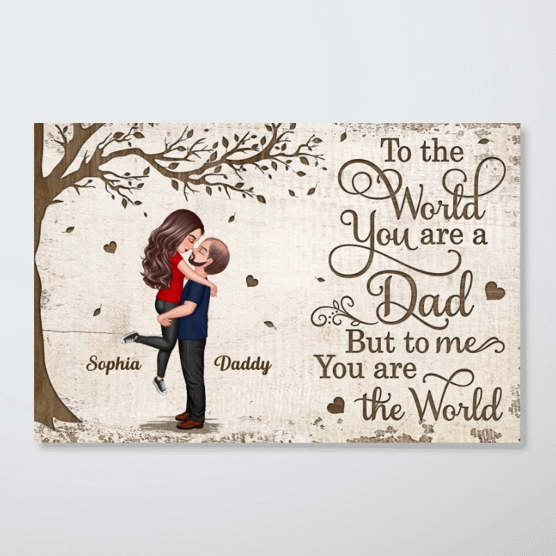 Father Daughter Hugging Under Tree Personalized Poster - Image 6