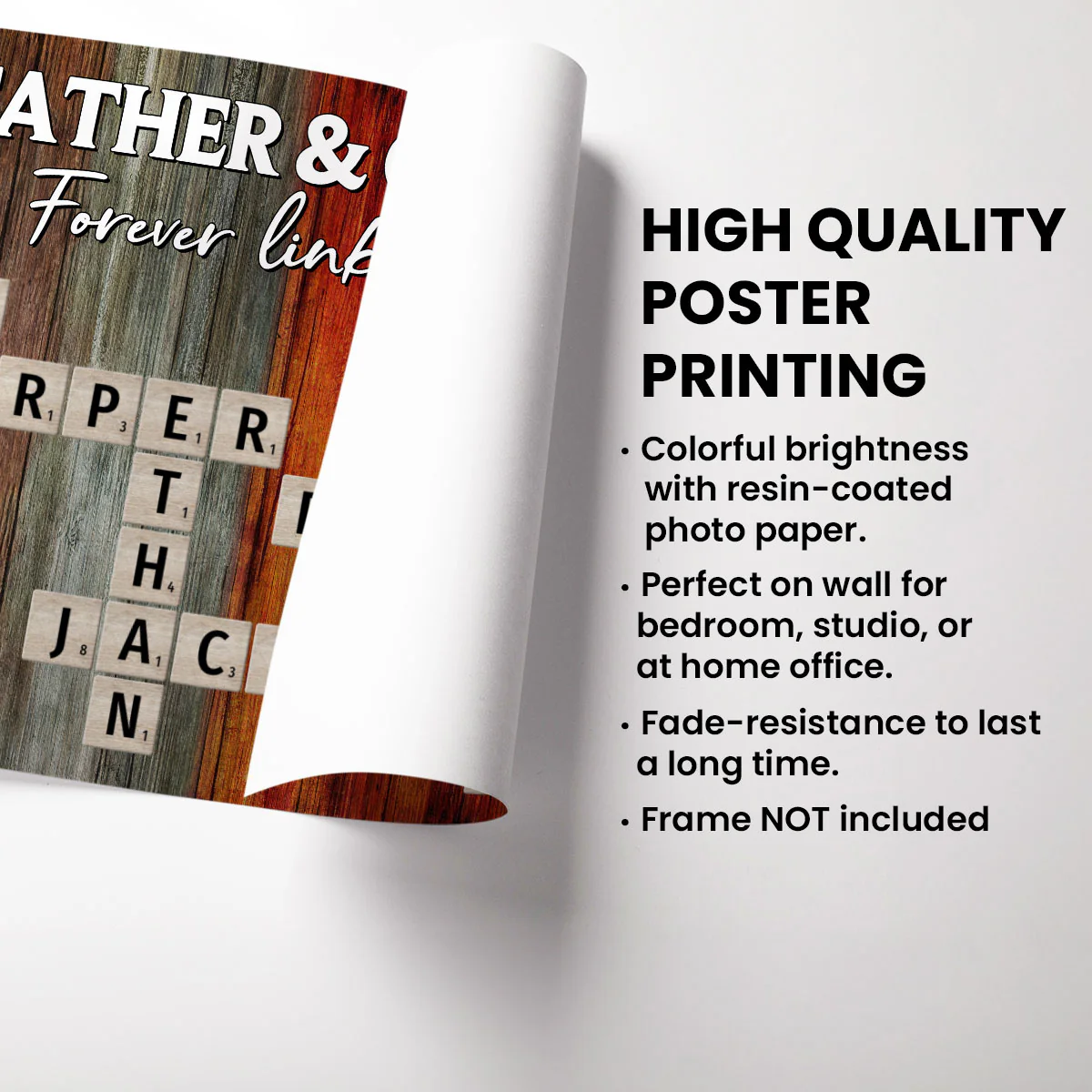 Father & Daughters Sons Forever Linked Together Crossword Puzzle Art Rustic Personalized Poster, Heartfelt Gift For Dad - Image 10