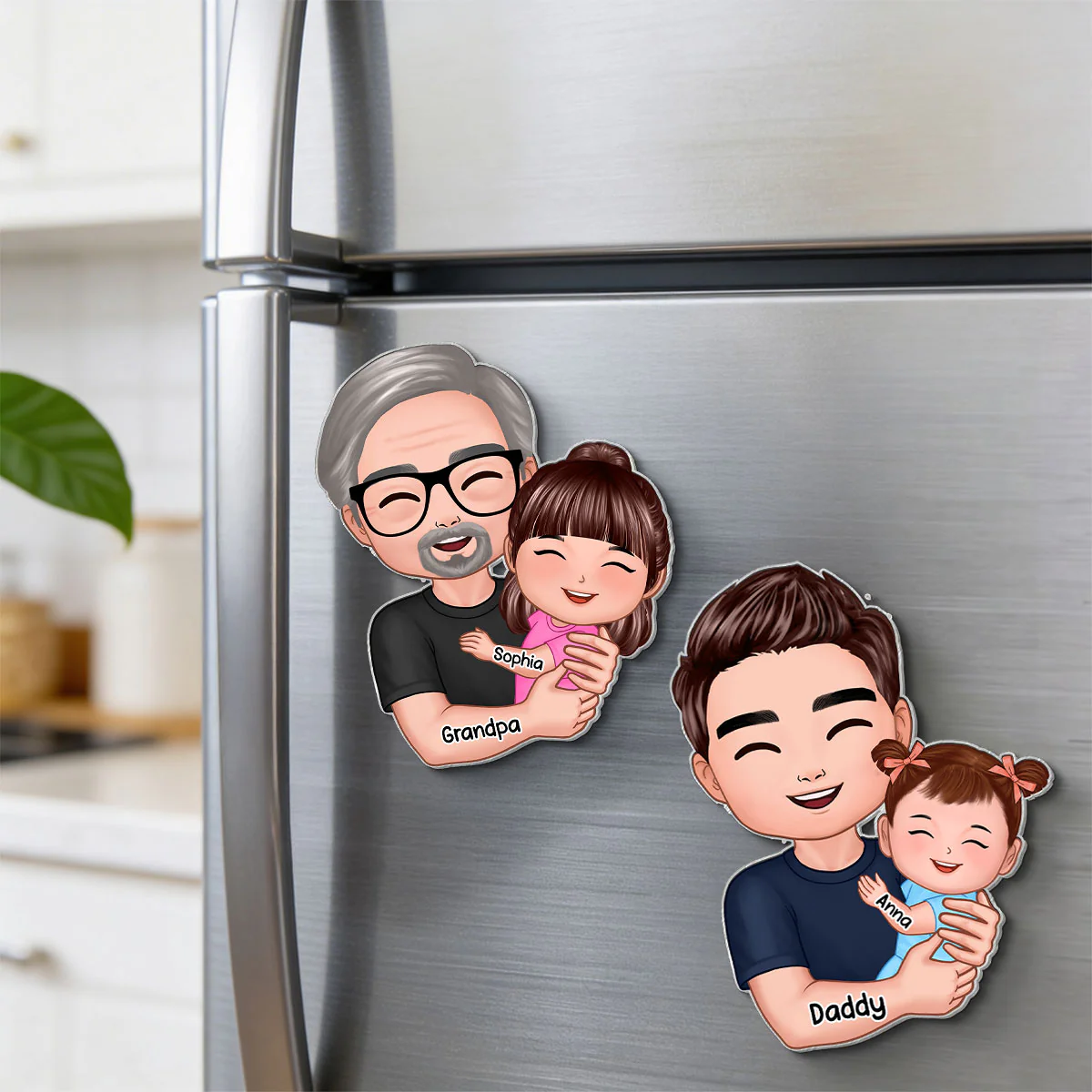 Father Grandfather Love Dad Grandpa Embracing Kid Baby - Personalized Acrylic Fridge Magnet - Father's Day Gift For Dad, Husband, Grandpa - Image 12