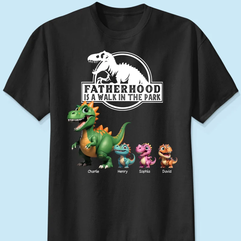 Fatherhood Is A Walk In The Park Cartoon Dinosaurs - Personalized Shirt - Father's Day Gift For Husband, Dad - Image 10