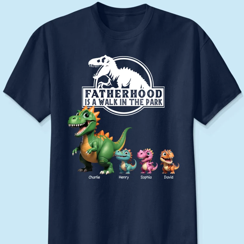Fatherhood Is A Walk In The Park Cartoon Dinosaurs - Personalized Shirt - Father's Day Gift For Husband, Dad - Image 11