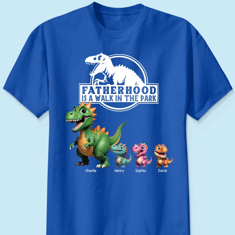 Fatherhood Is A Walk In The Park Cartoon Dinosaurs - Personalized Shirt - Father's Day Gift For Husband, Dad - Image 14