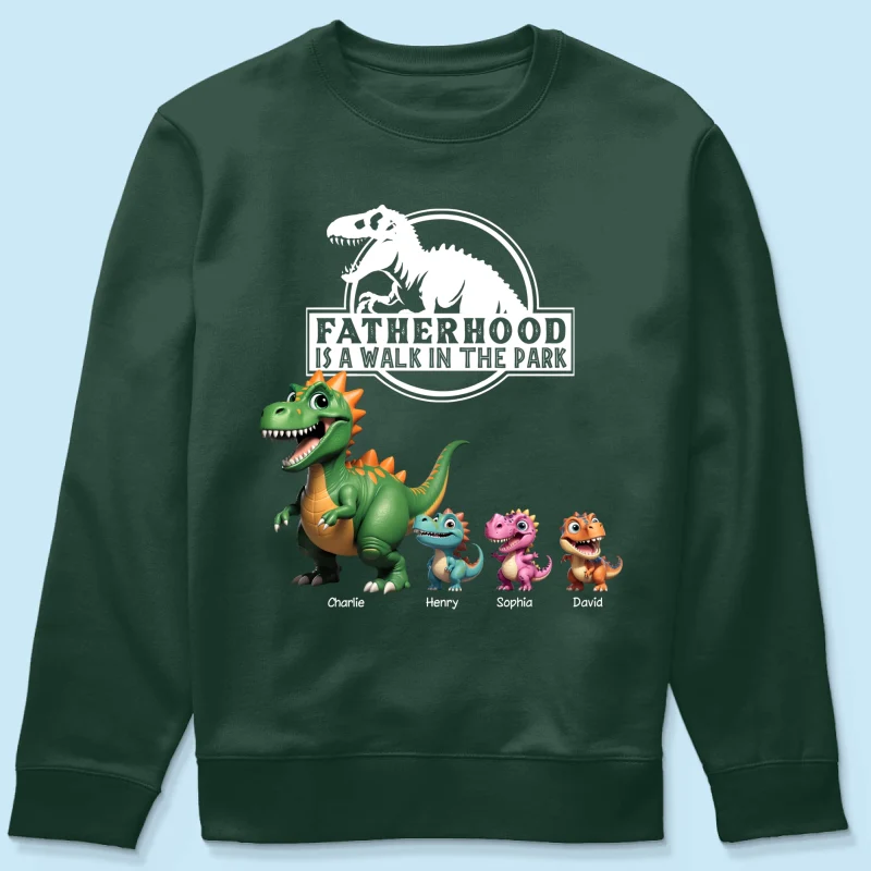 Fatherhood Is A Walk In The Park Cartoon Dinosaurs - Personalized Shirt - Father's Day Gift For Husband, Dad - Image 18