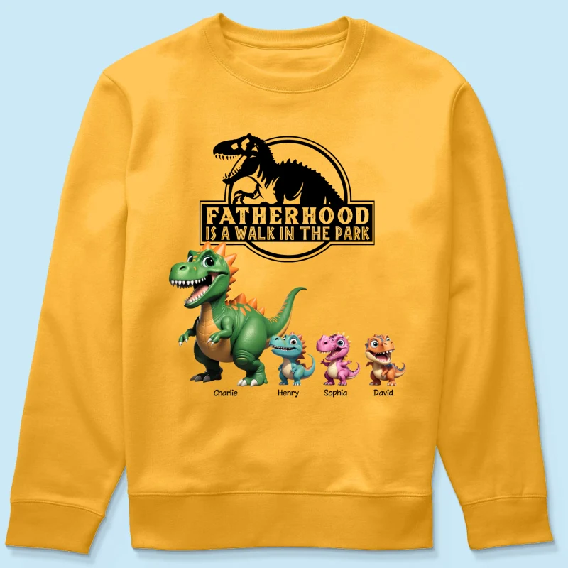 Fatherhood Is A Walk In The Park Custom Cartoon Dinosaurs - Personalized Shirt - Father's Day Gift For Husband, Dad - Image 18
