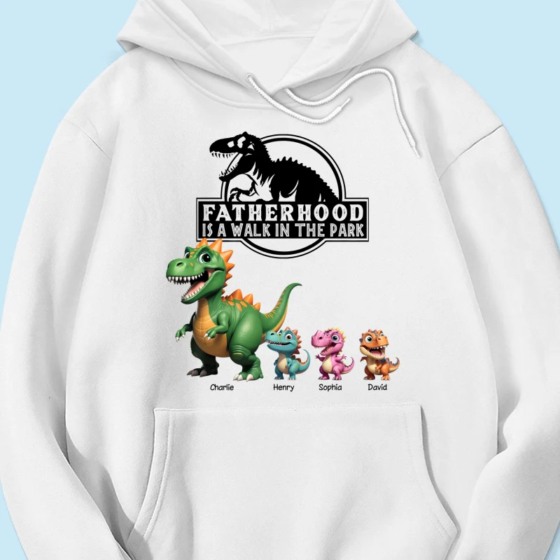 Fatherhood Is A Walk In The Park Custom Cartoon Dinosaurs - Personalized Shirt - Father's Day Gift For Husband, Dad - Image 20