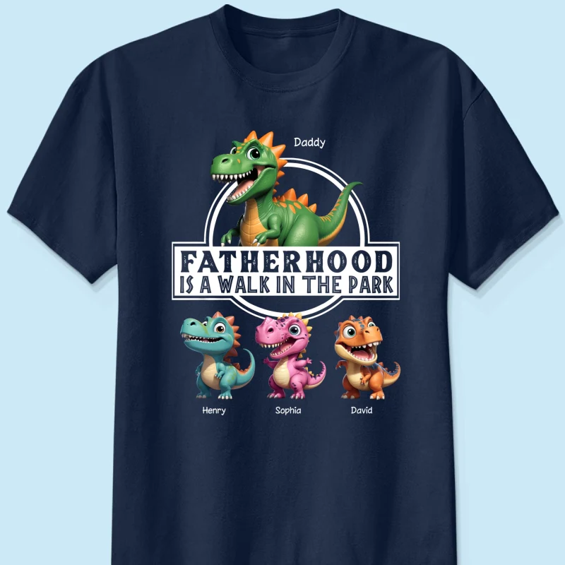 Fatherhood Is A Walk In The Park Dinosaurs Dad & Kids - Personalized Shirt - Father's Day Gift For Husband, Dad - Image 12