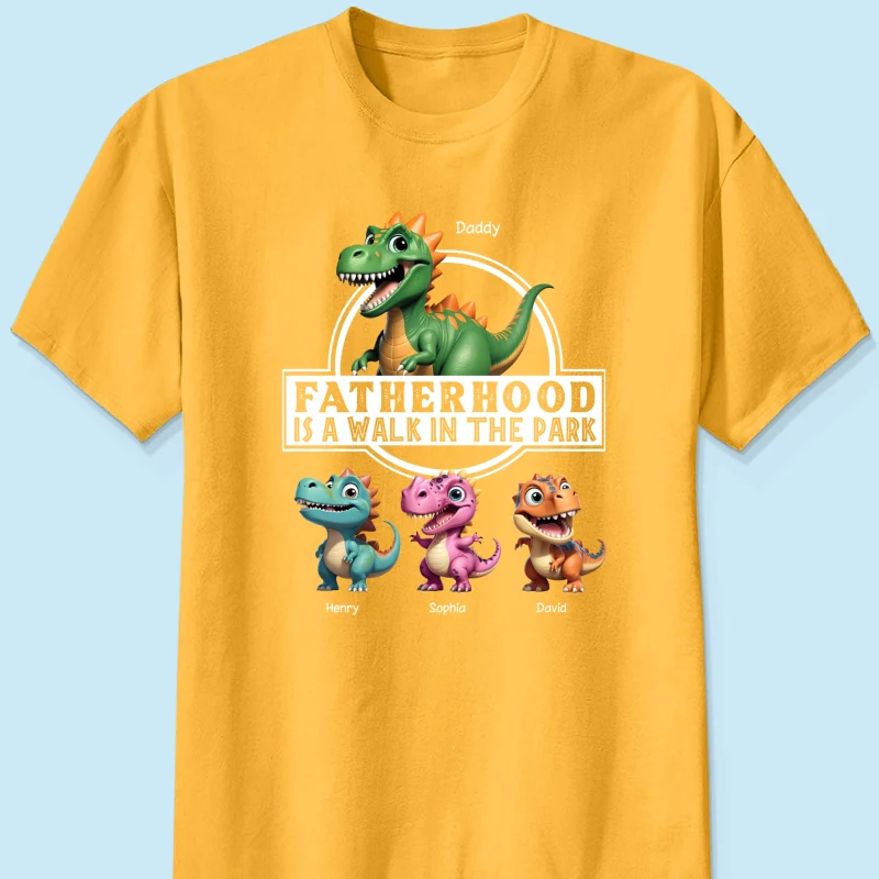 Fatherhood Is A Walk In The Park Dinosaurs Dad & Kids - Personalized Shirt - Father's Day Gift For Husband, Dad - Image 20