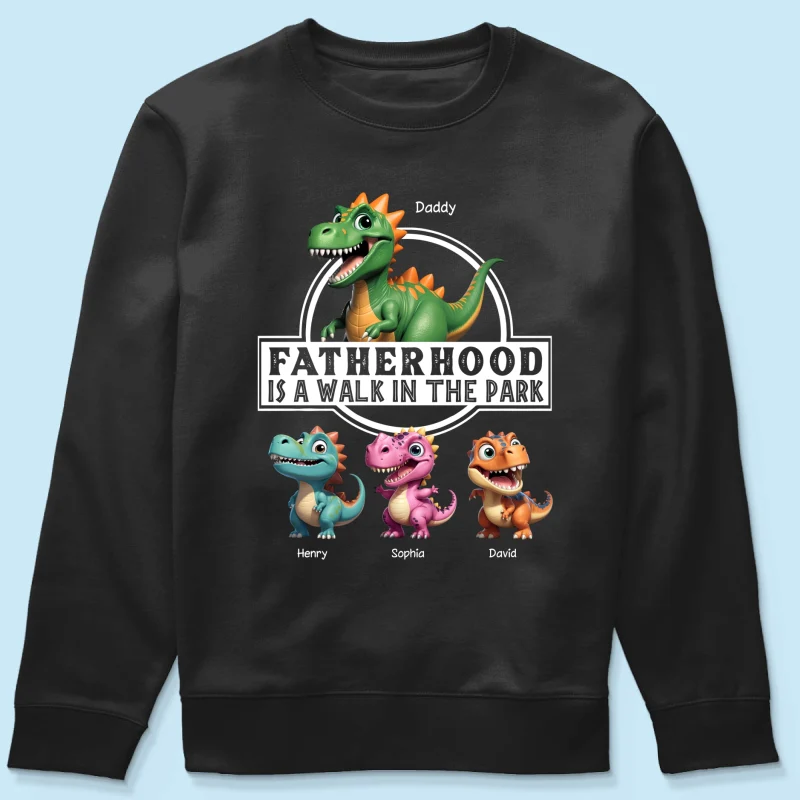 Fatherhood Is A Walk In The Park Dinosaurs Dad & Kids - Personalized Shirt - Father's Day Gift For Husband, Dad - Image 30